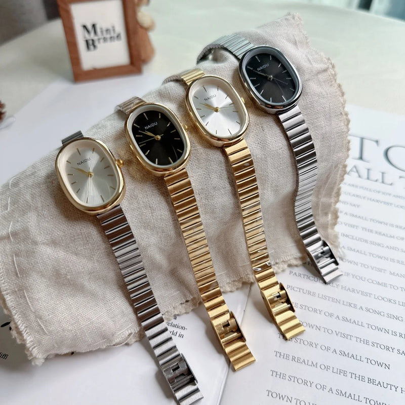 New Women's Watch Simple Chain oval dial Compact Korean Version Versatile Clothing Female Fashion Quartz Wristwatches