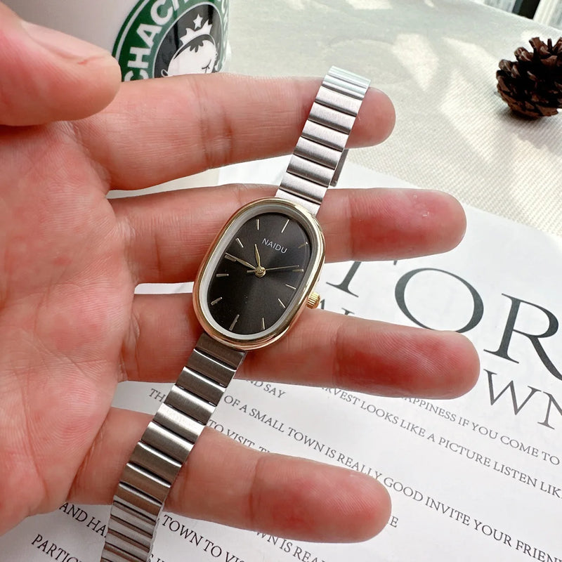 New Women's Watch Simple Chain oval dial Compact Korean Version Versatile Clothing Female Fashion Quartz Wristwatches