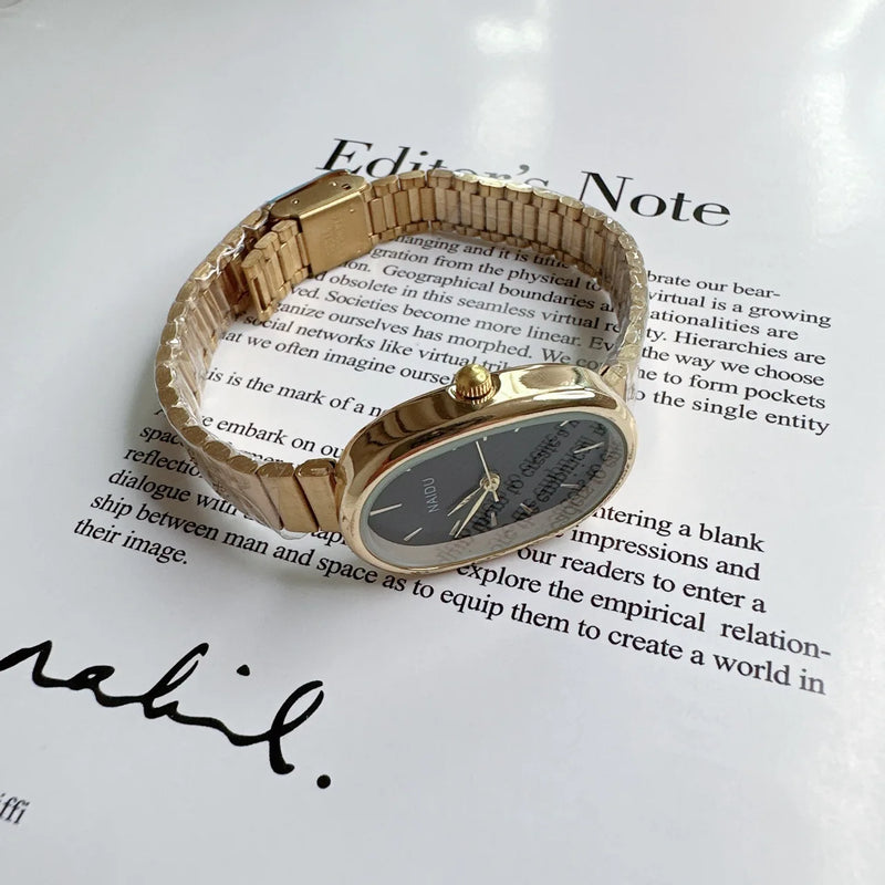 New Women's Watch Simple Chain oval dial Compact Korean Version Versatile Clothing Female Fashion Quartz Wristwatches